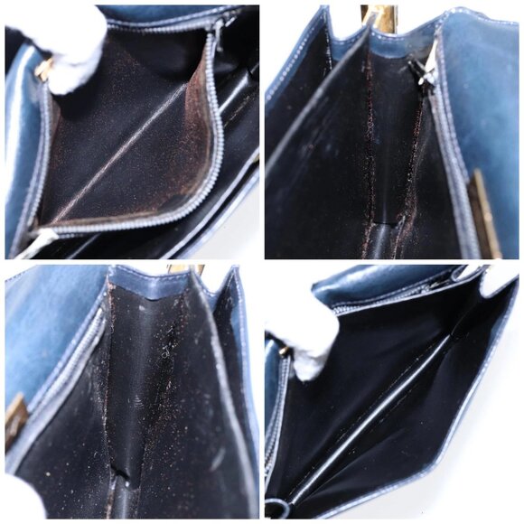 BALENCIAGA Shoulder Bag Leather Navy Gold Auth - Picture 15 of 16